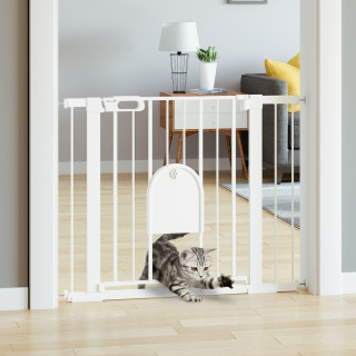 Pressure-Mounted Dog Gates With Cat Flap Image